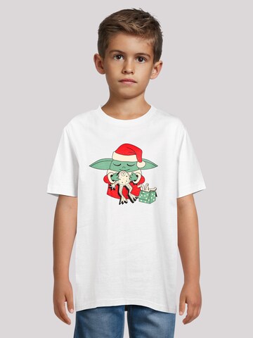 F4NT4STIC Shirt 'Star Wars Grogu To You XMAS Present' in Weiß: Vorderseite