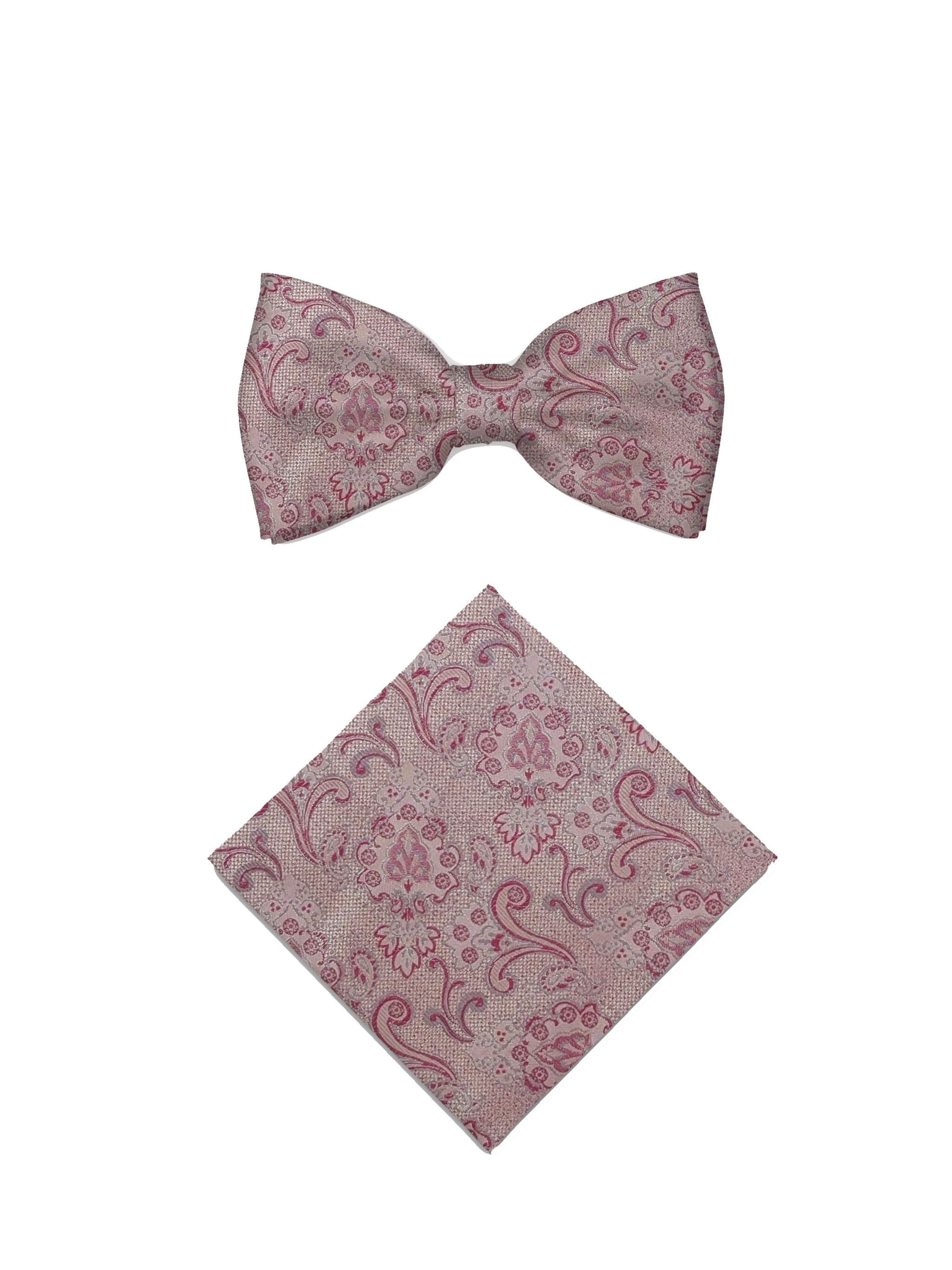 Real Guys Set Fliege mit Einstecktuch in Pink: Vorderseite