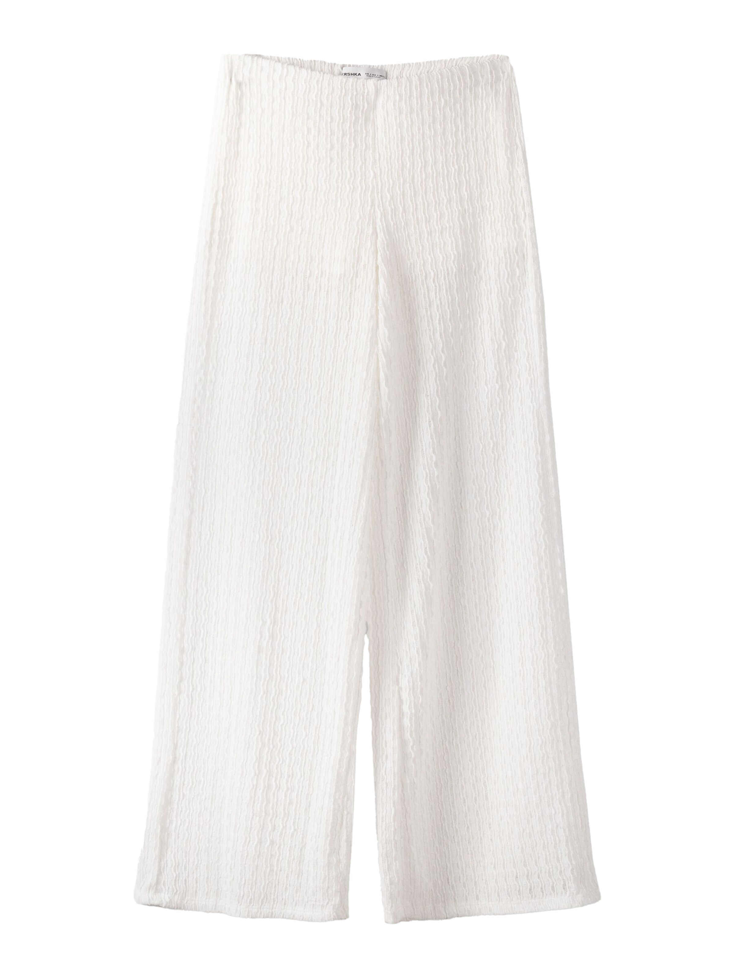 Bershka Normální Kalhoty – bílá: přední strana