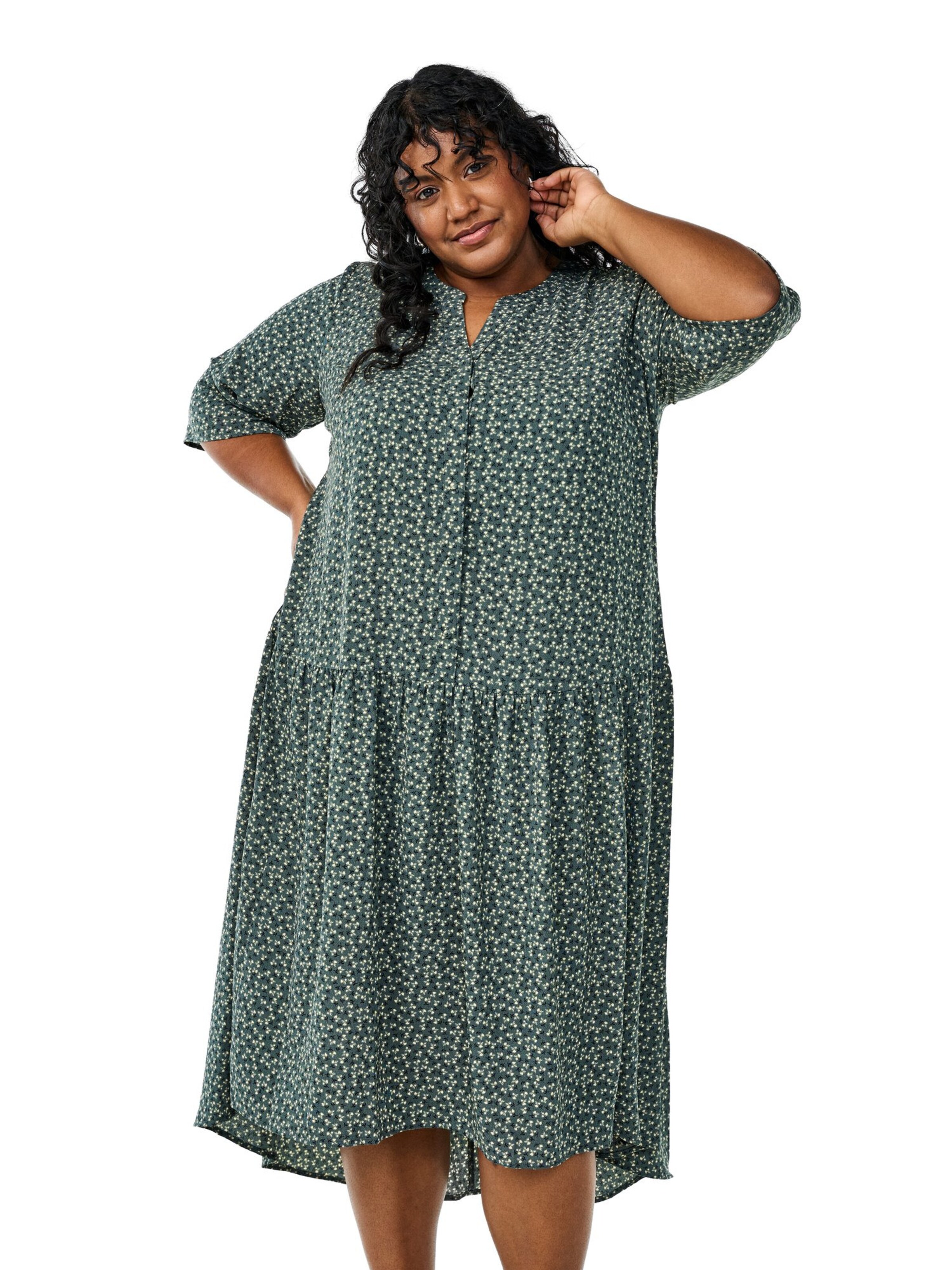 Zizzi Kleid 'Vanni' in Grün: Vorderseite