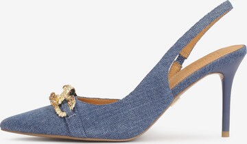 Kazar Slingpumps 'Basilia' in Blauw: voorkant