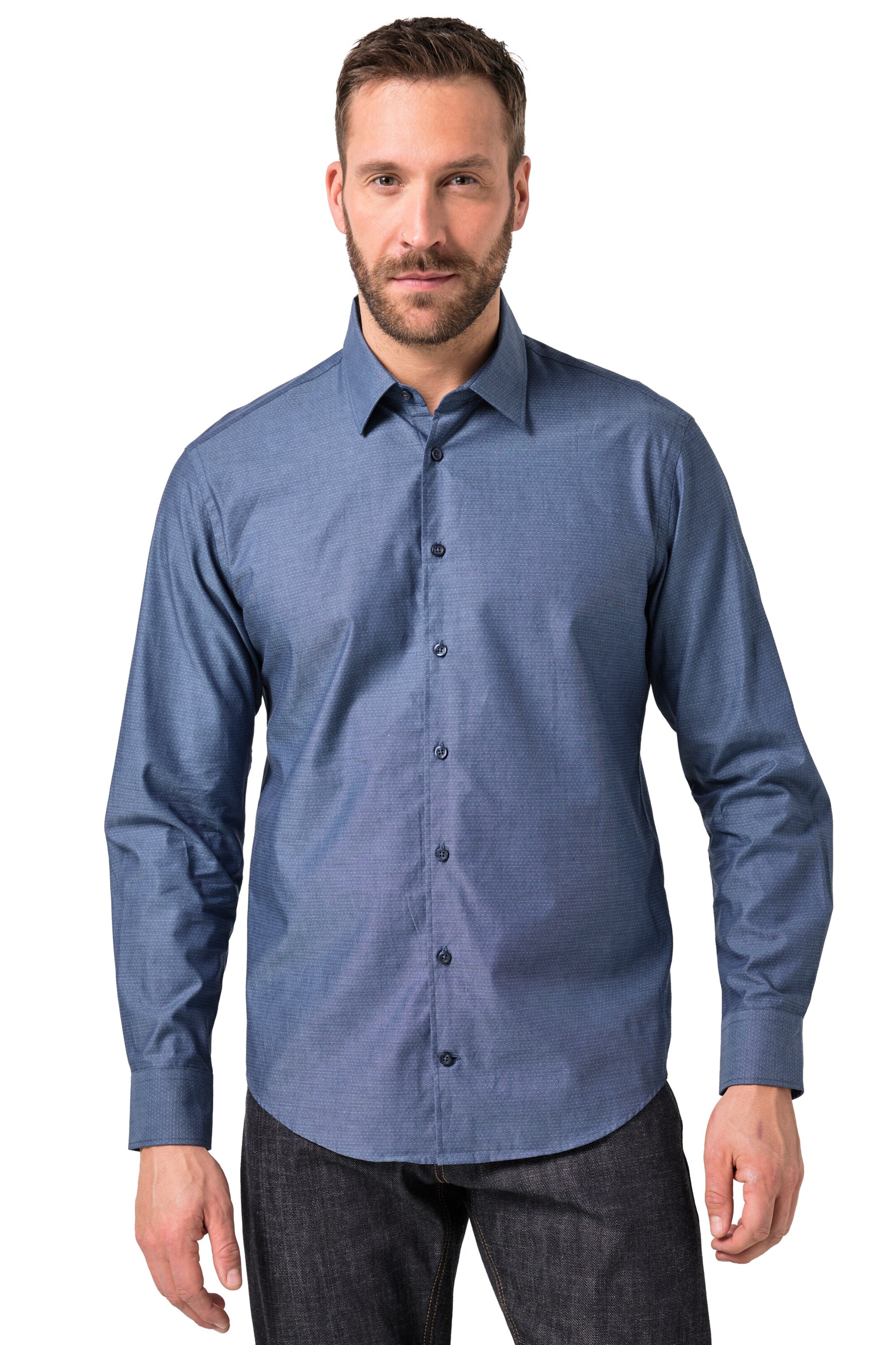 JP1880 Regular Fit Hemd in Blau: Vorderseite