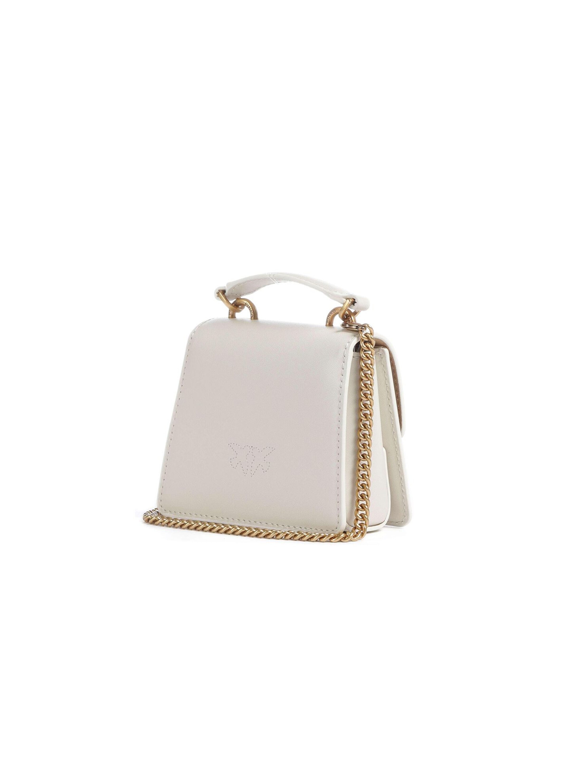PINKO Handtas 'Love One Top Handle Micro Light Vitello Seta' in Wit