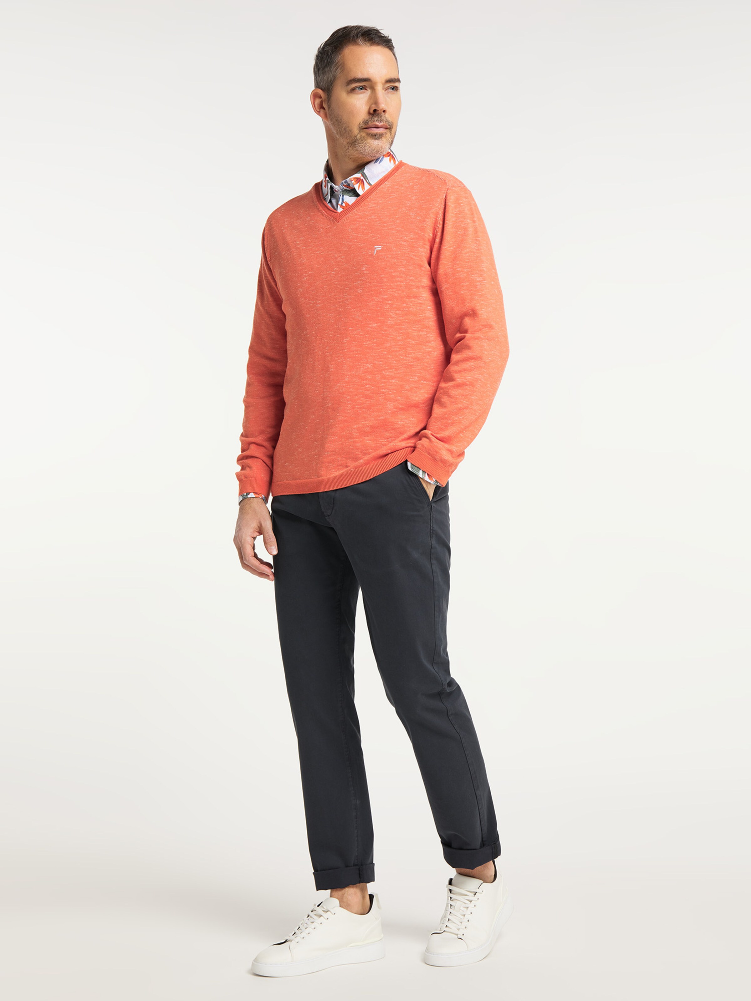Männer Pullover & Strick PIONEER Pullover in Orangemeliert - RK38876 Männer Pullover & Strick PIONEER Pullover in Orangemeliert - RK38876