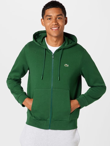 LACOSTE Zip-Up Hoodie in Green: front