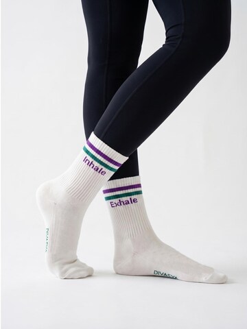 Divasya Socks 'Inhale Exhale' in Purple: front