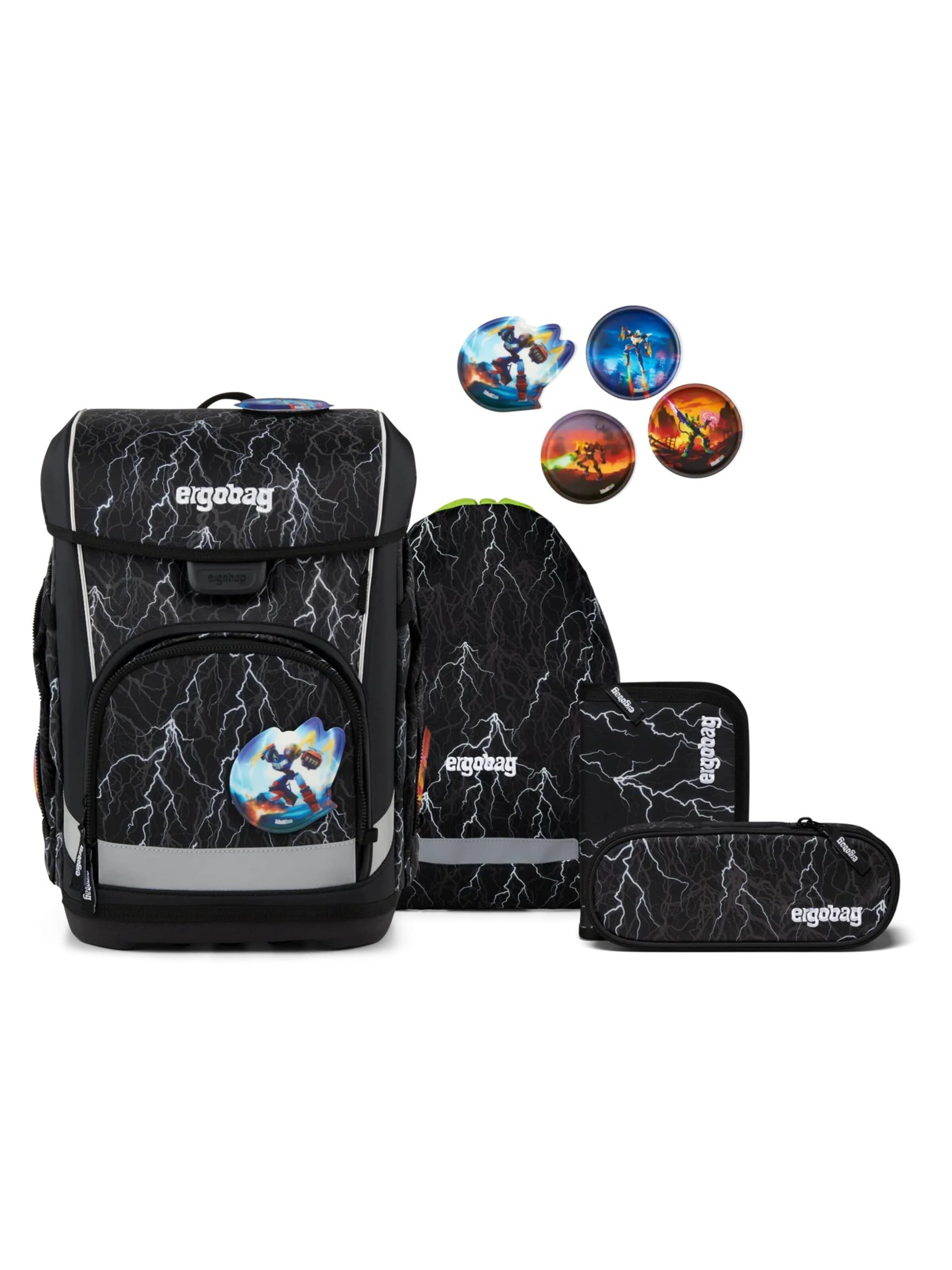ergobag Backpack 'Schulranzen-Set cubo light Set' in Black: front