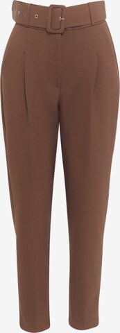 FRESHLIONS Tapered Pleat-Front Pants 'Rita' in Brown: front