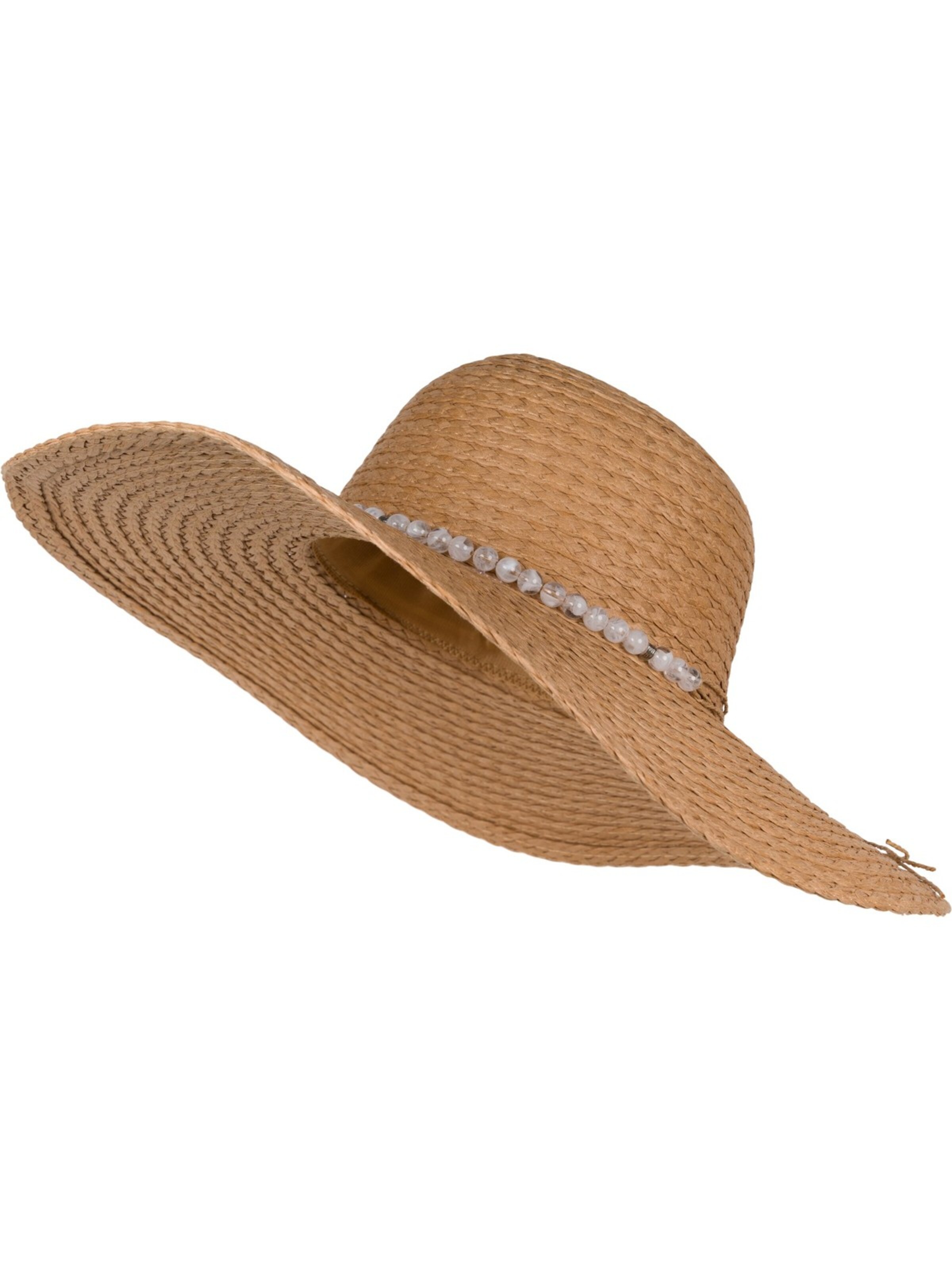 styleBREAKER Hut 'Papierstroh Sonnenhut Perlen Hutband'‌‌‌‌‌‌‌‌‌‌ in braun, Produktansicht