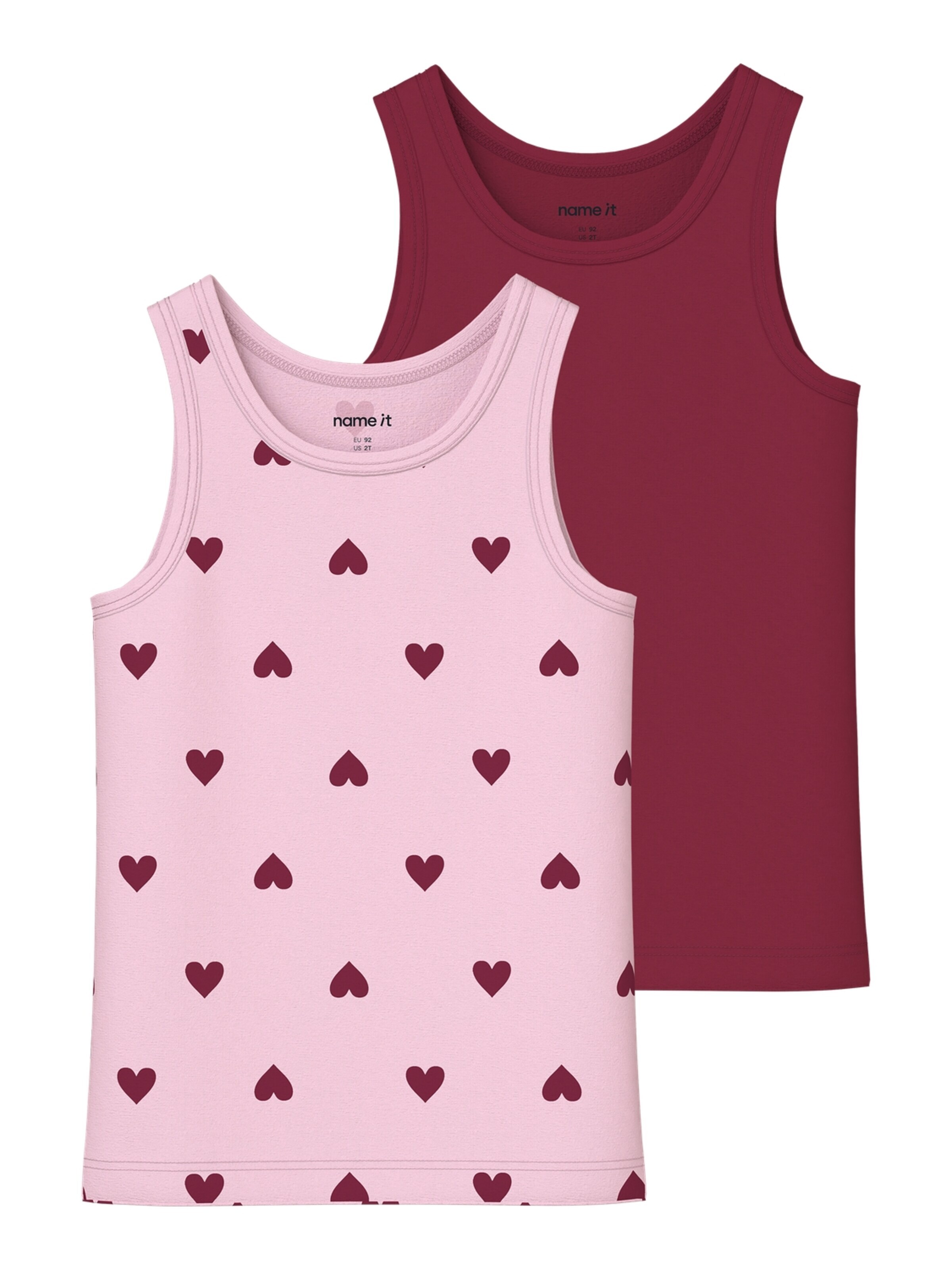 NAME IT Undertröja '2er-Pack Unterhemden Tanktops Bio-Baumwolle Nmftank' i rosa: framsida