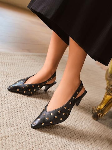 Escarpins à bride arrière love & roses en noir