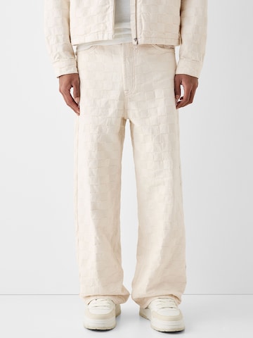 Bershka Zvonové kalhoty Džíny – bílá: přední strana