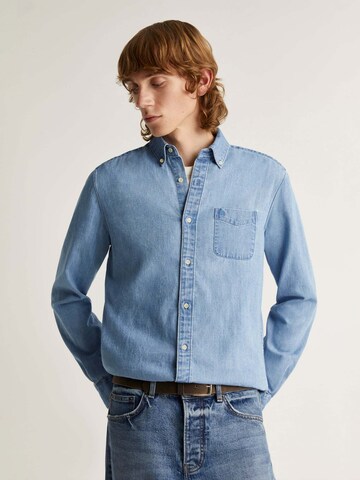 Scalpers Comfort fit Button Up Shirt 'New Forest' in Blue: front