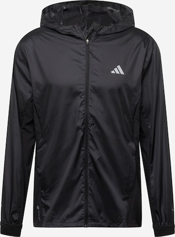 ADIDAS PERFORMANCE Sports jacket 'Run Icons 3 Bar Logo' in Black: front