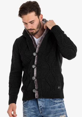 CIPO & BAXX Knit Cardigan in Black: front