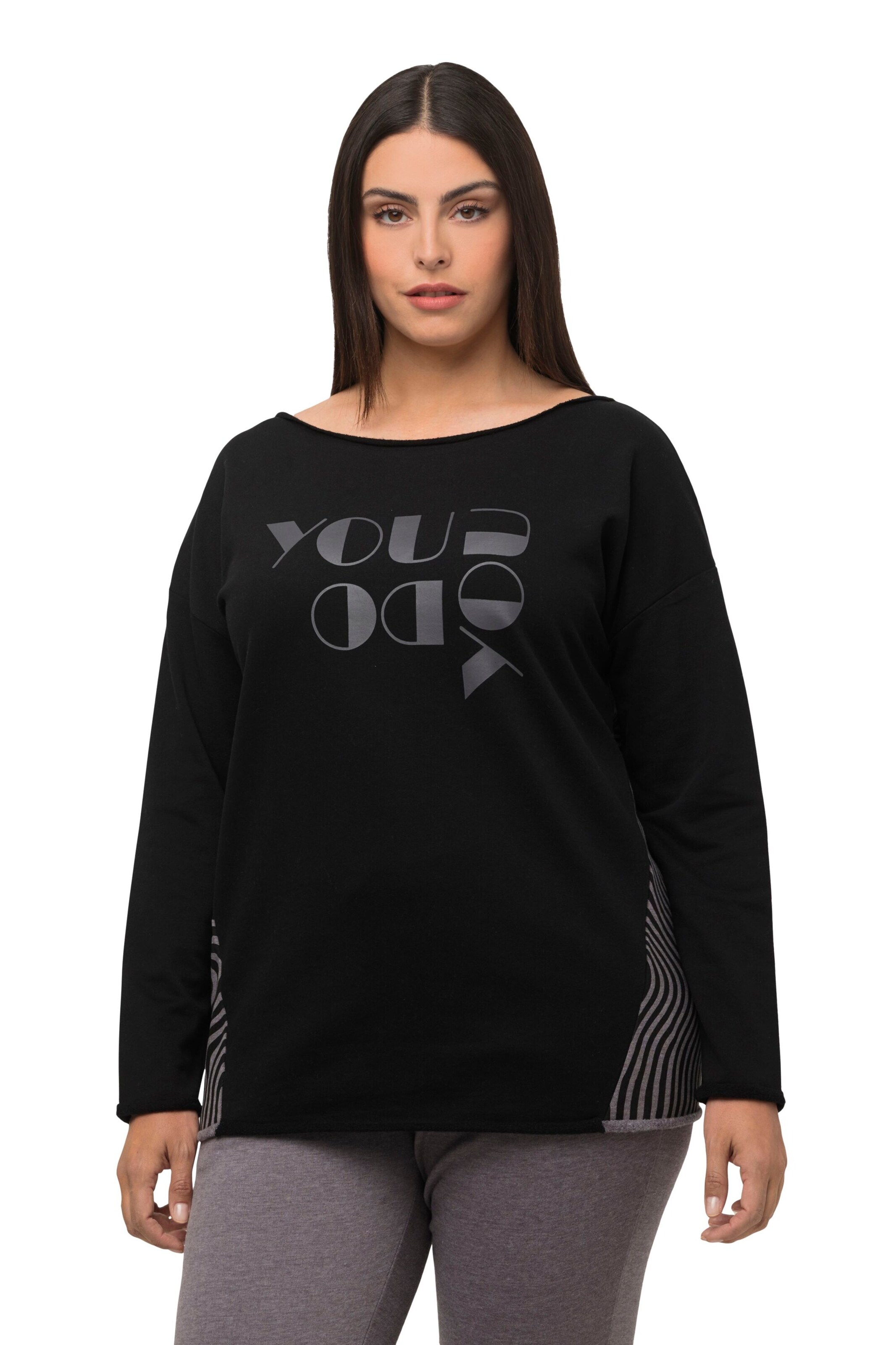 Sweat-shirt Ulla Popken en noir : devant