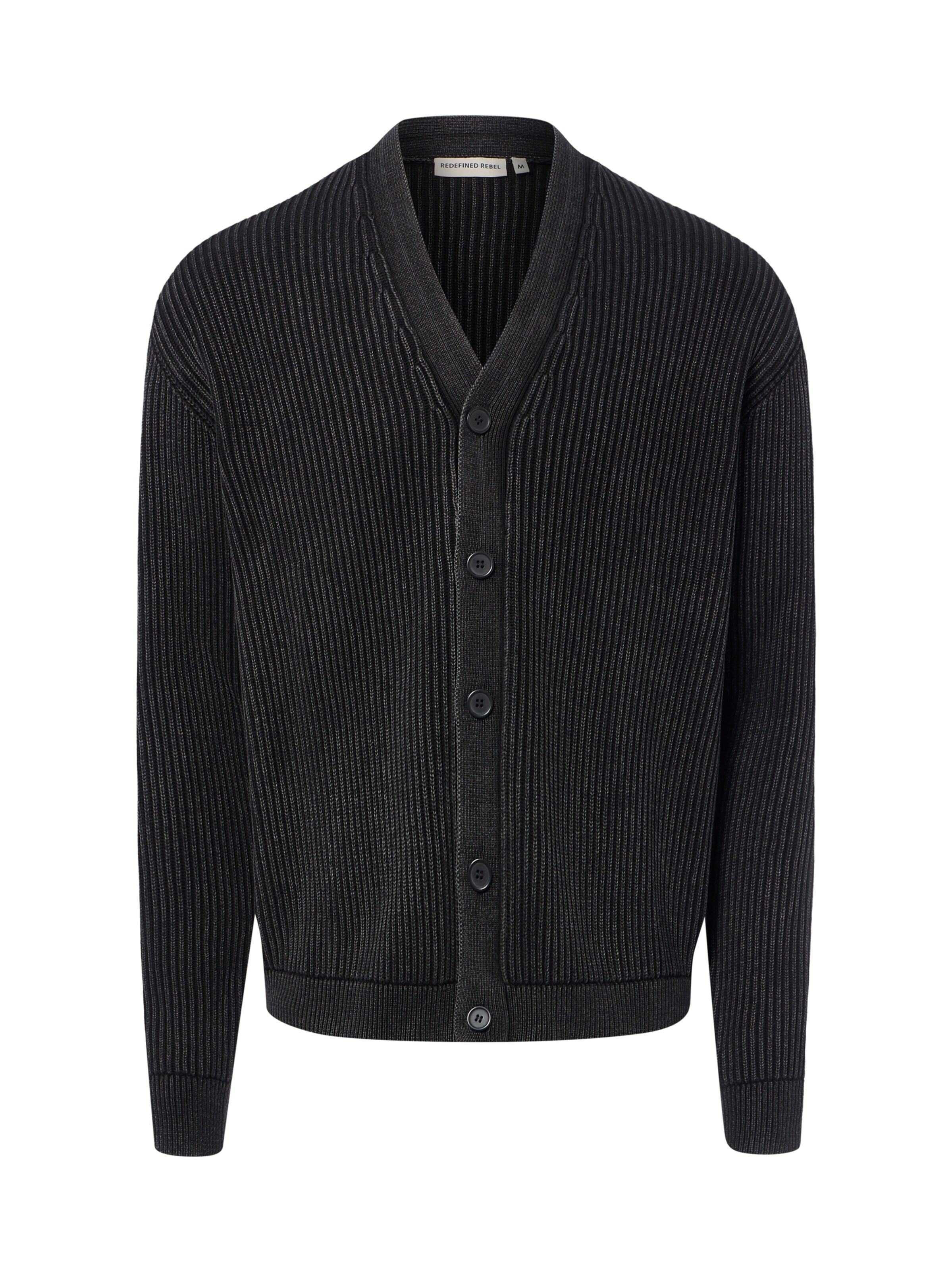 Redefined Rebel Strickjacke 'Ozzy' in Schwarz: Vorderseite