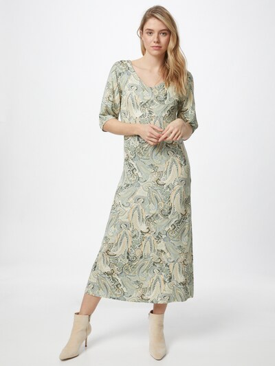 Rochie Cream pe bej / verde / alb, Vizualizare model