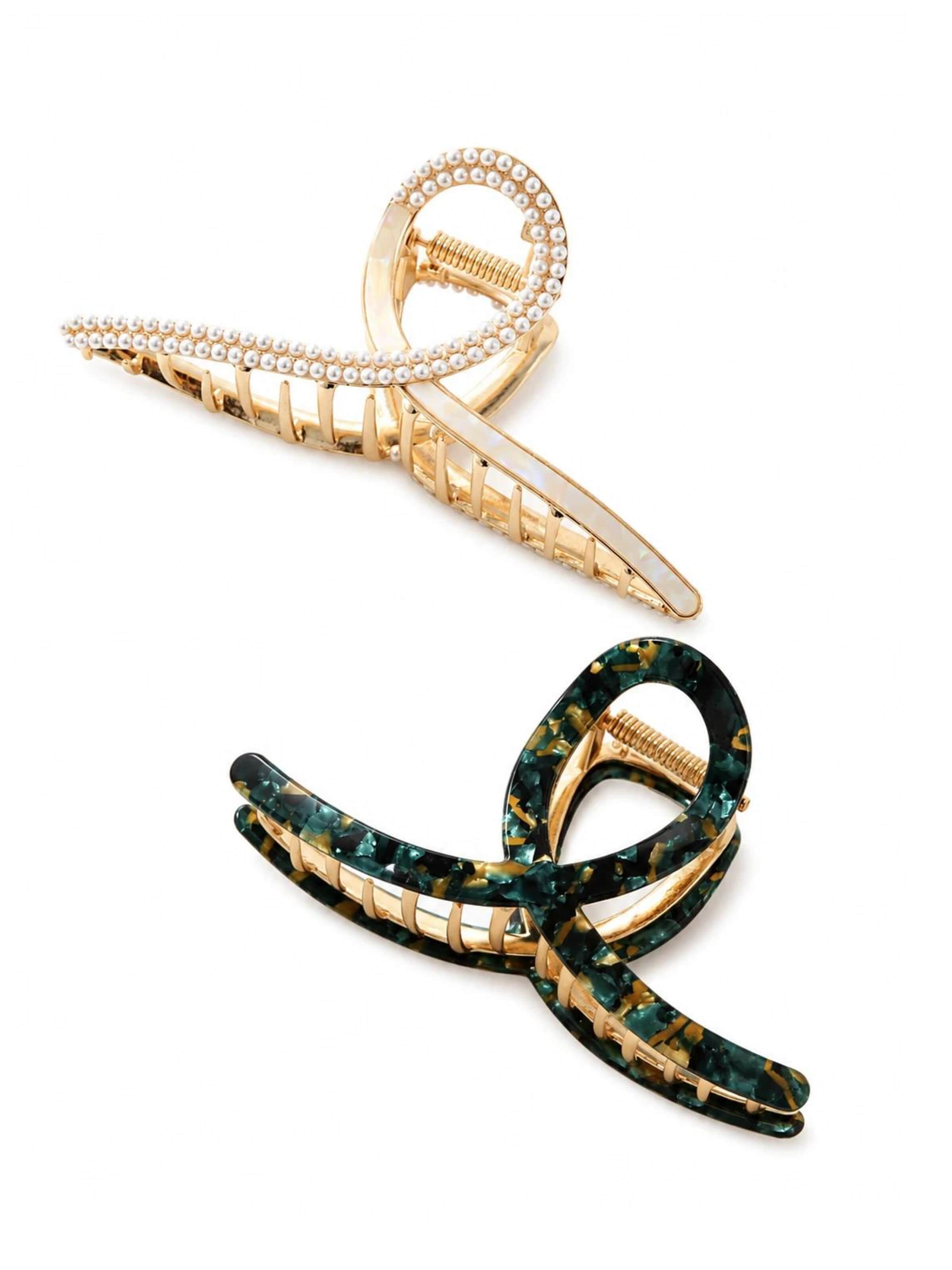 Emilie collection Hair Jewelry '2x haarklem' in Beige: front