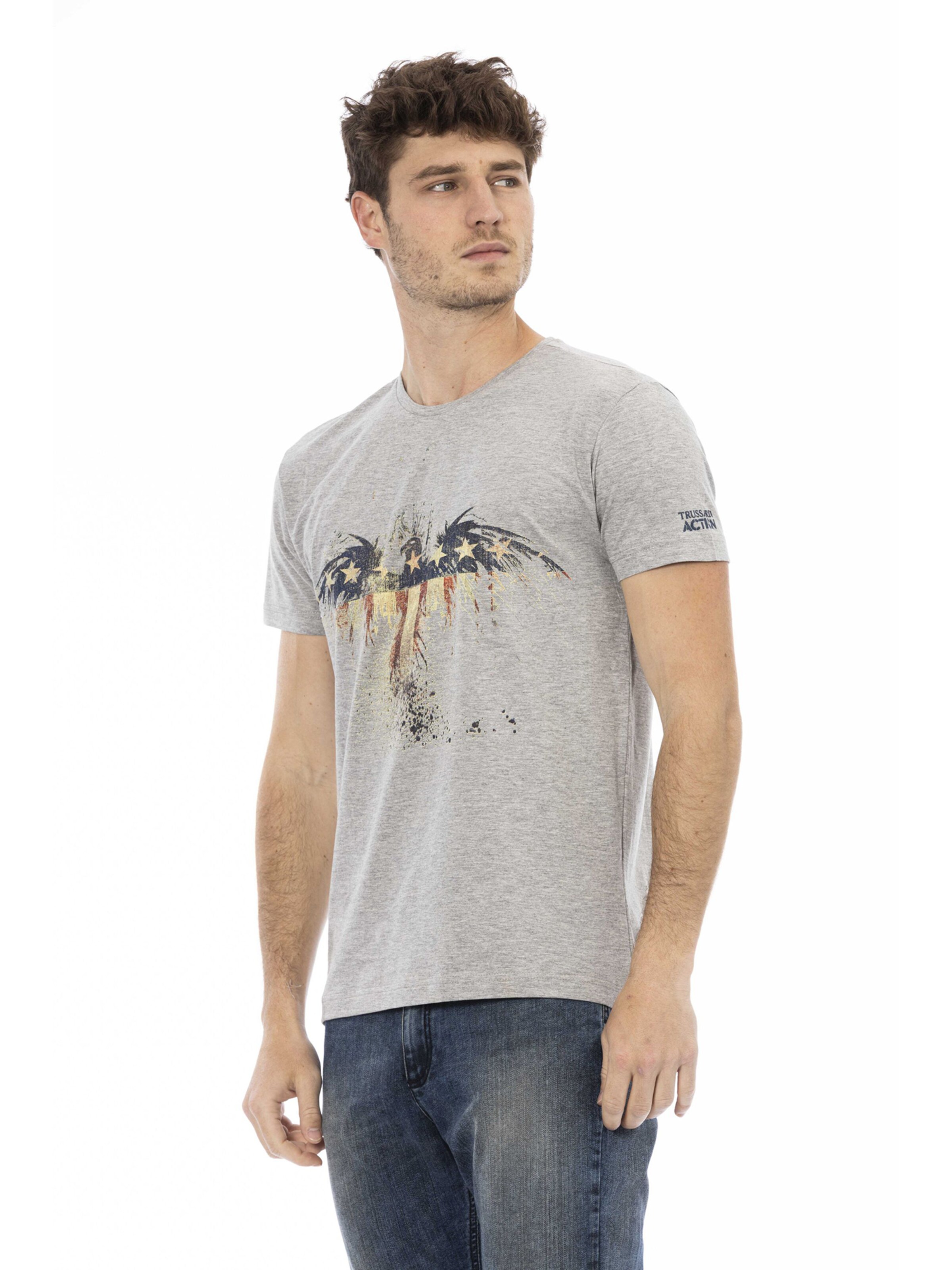 Top 'T-Shirt Uomo Valoris Misto Cotone Viscosa Stampa Aquila' di Trussardi in grigio