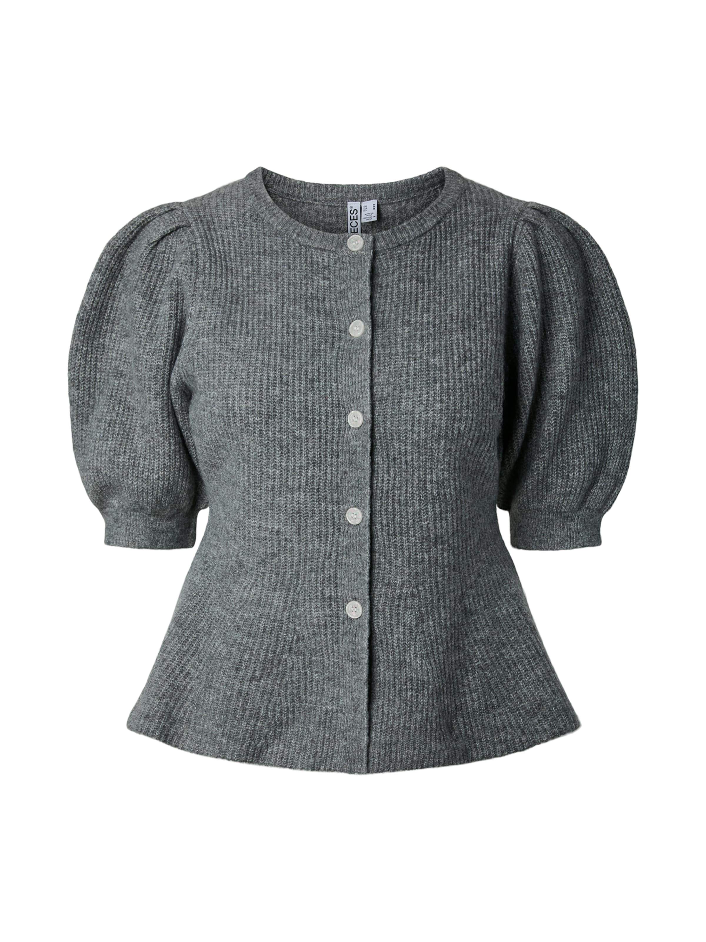 PIECES Strickjacke 'PCSilly' in Grau: Vorderseite
