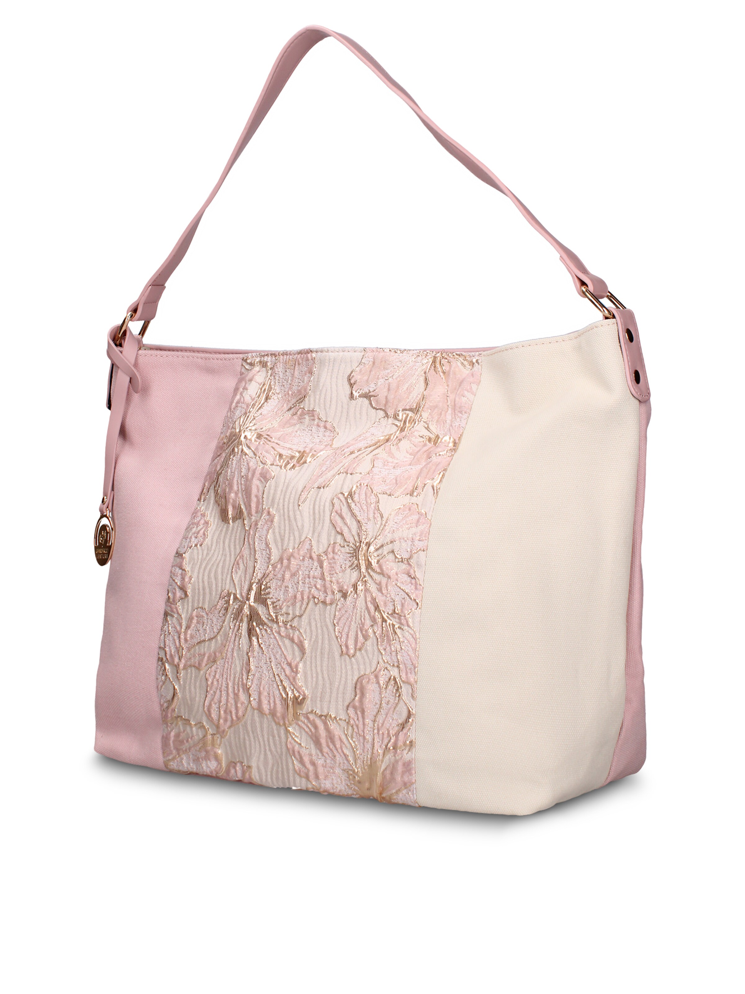 Borsa a mano 'Borsa a tracolla Gianmarco Venturi Alizé pelle vegana bicolore stampa floreale' di GianMarco Venturi in rosa