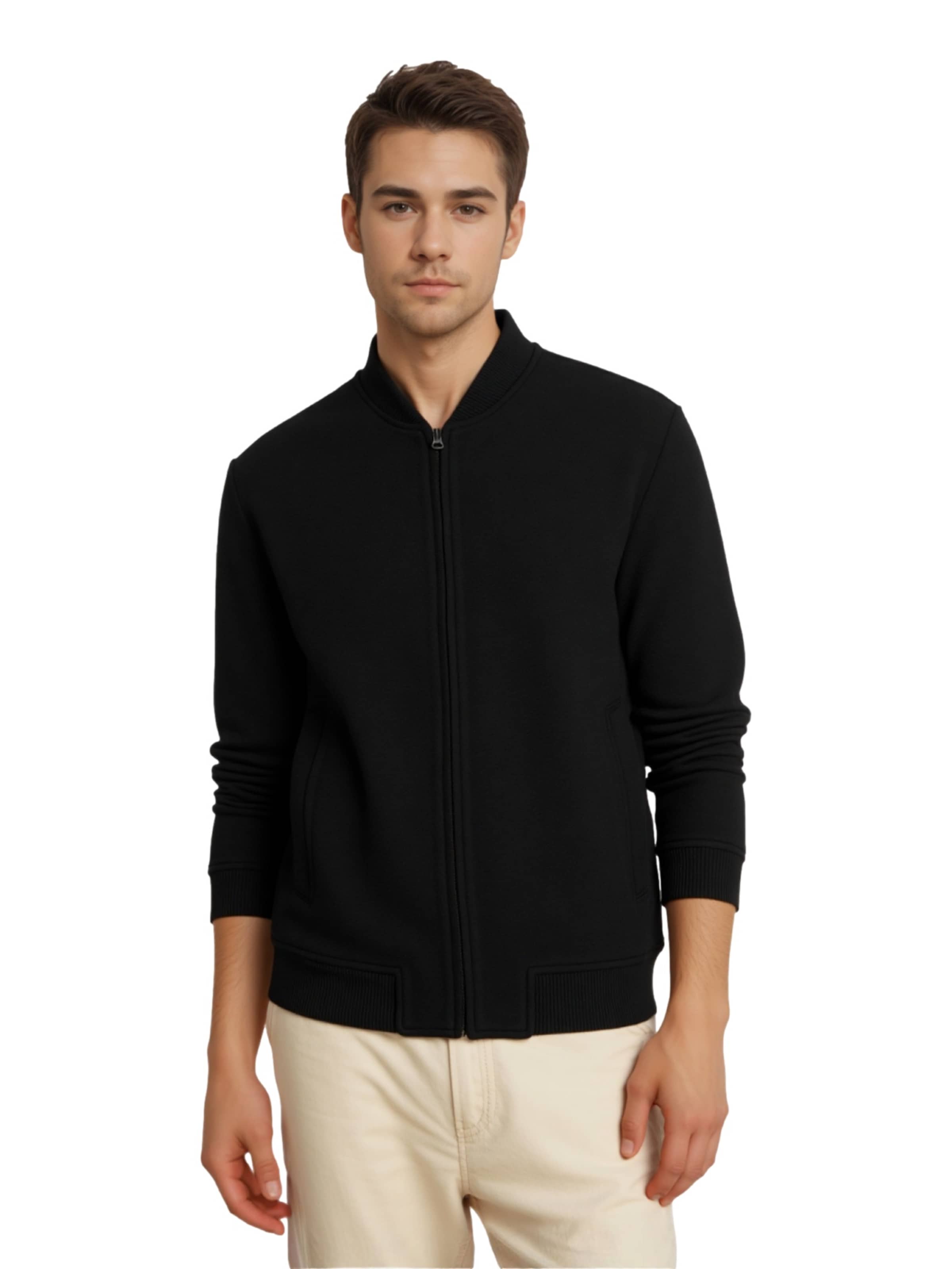 JACK & JONES Φθινοπωρινό και ανοιξιάτικο μπουφάν 'JJEJames' σε μαύρο: μπροστά
