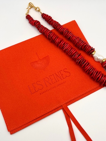 Chaîne 'Mimosa - Beaded Necklace (Coral) with Pearl' Les Reines en orange