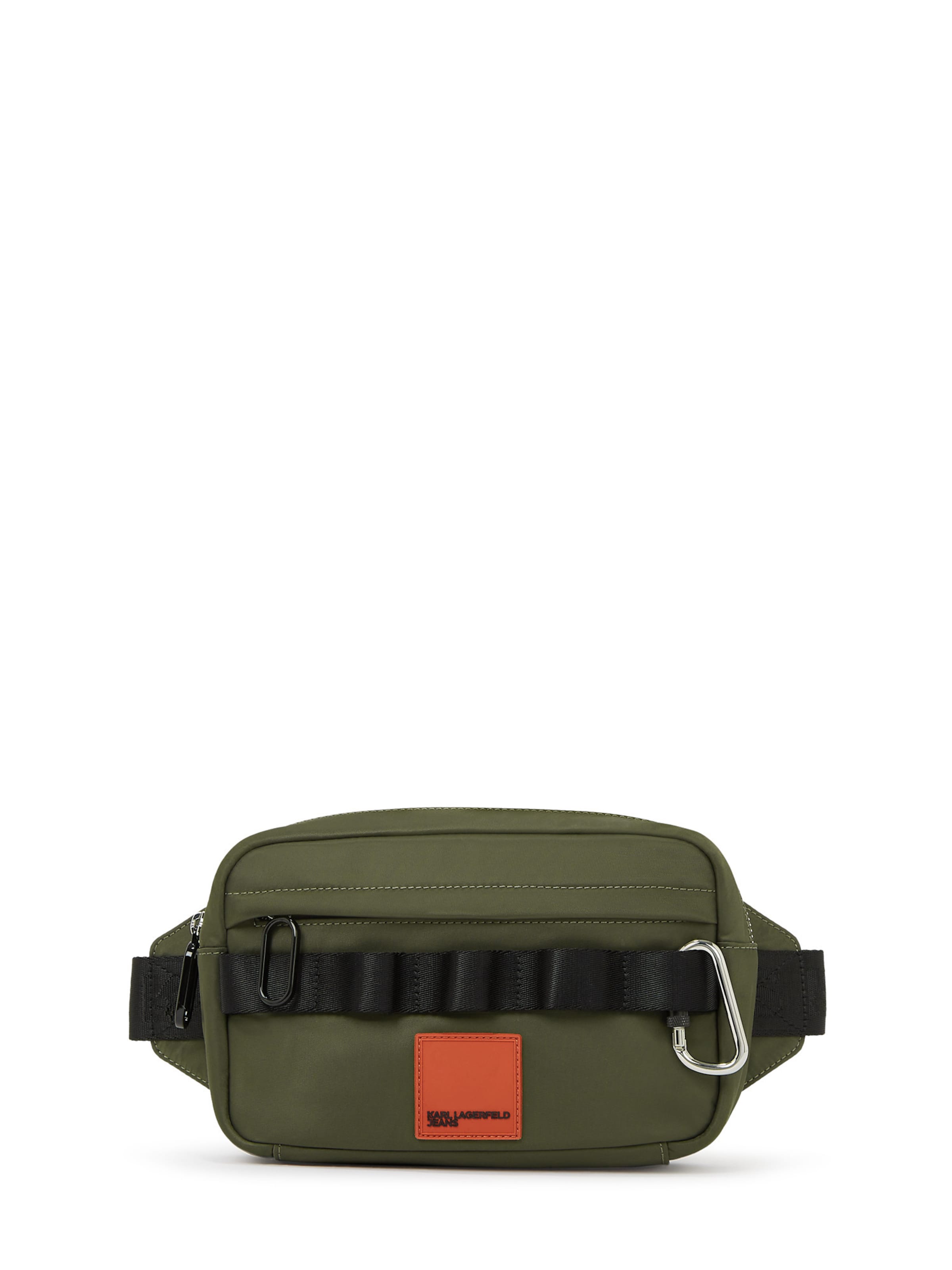 KARL LAGERFELD JEANS Bæltetaske 'Canyon' i mørkegrøn / orange / sort, Produktvisning