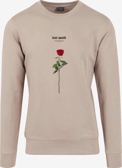MT Men Sweatshirt 'Lost Youth Rose' in sand / grün / rot / schwarz, Produktansicht