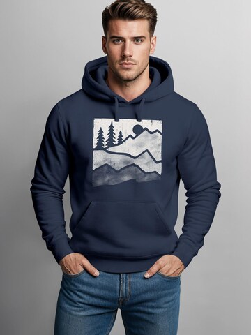 Neverless Sweatshirt 'Mountains'‌‌‌‌‌‌‌ in Blau: Vorderseite