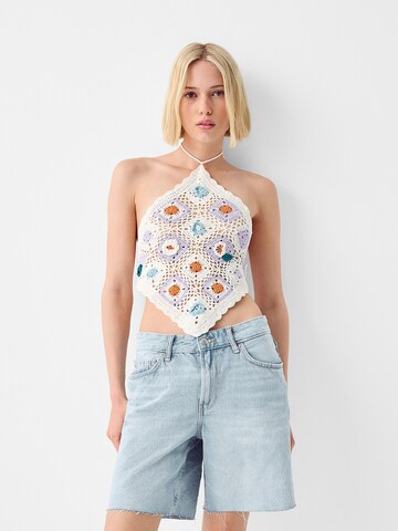 Bershka Knitted top in White: front