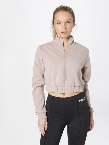 GUESS Sportsweatjacke 'NEW BRITNEY' in Grau: predná strana