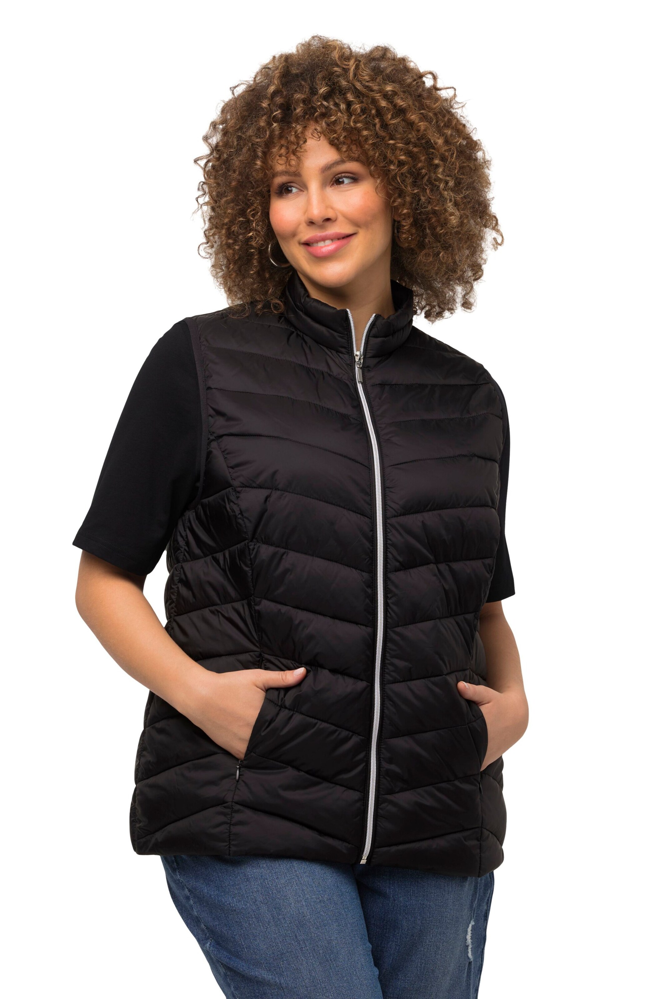 Ulla Popken Weste in Schwarz: Vorderseite