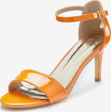 LASCANA Sandalen met riem in Oranje: voorkant