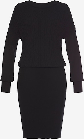 LASCANA Knitted dress in Black: front