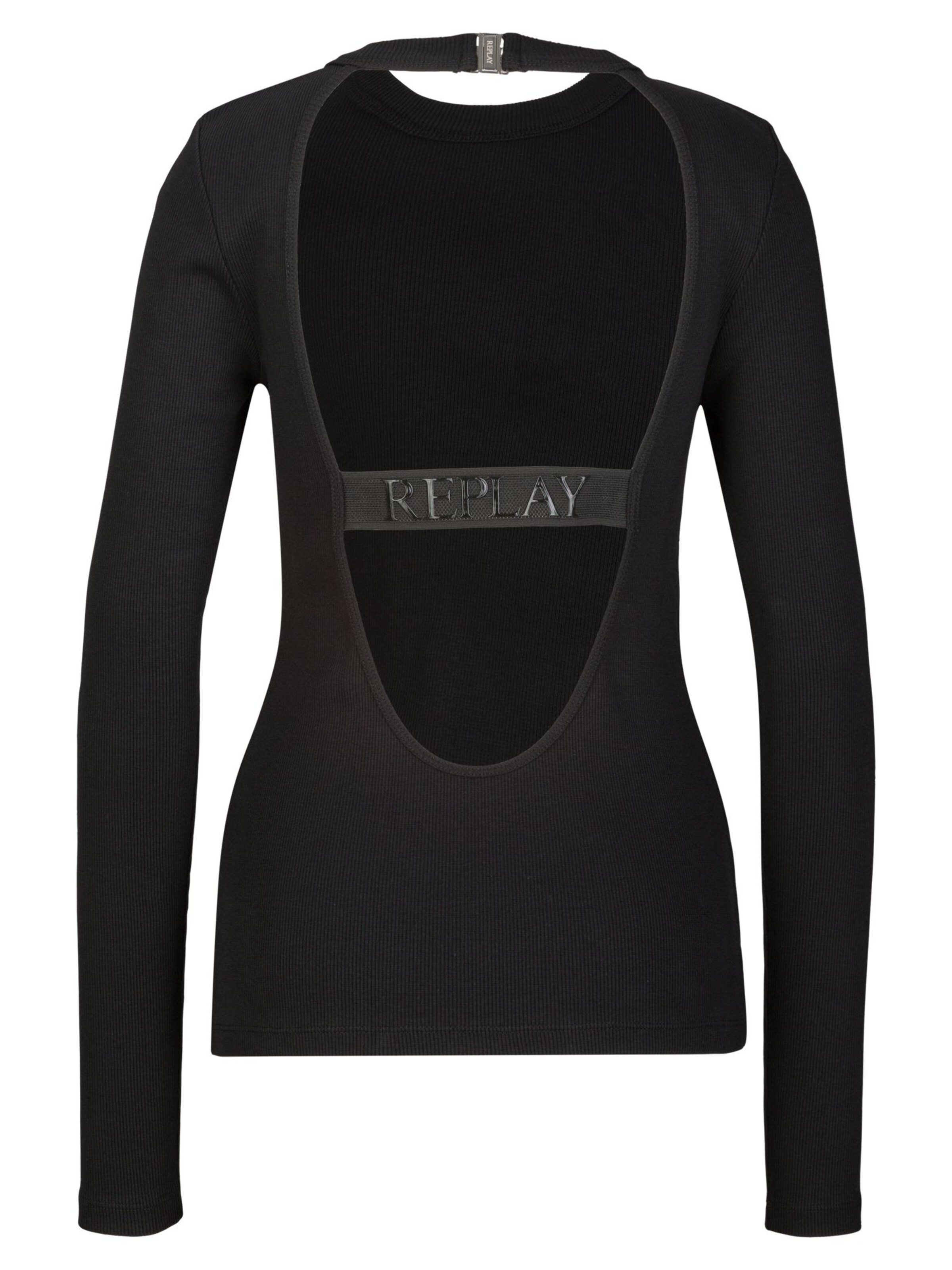 REPLAY Shirt 'COSTINA' in Zwart: voorkant