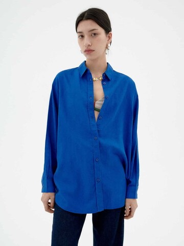 Thinking MU Bluse in Blau: Vorderseite