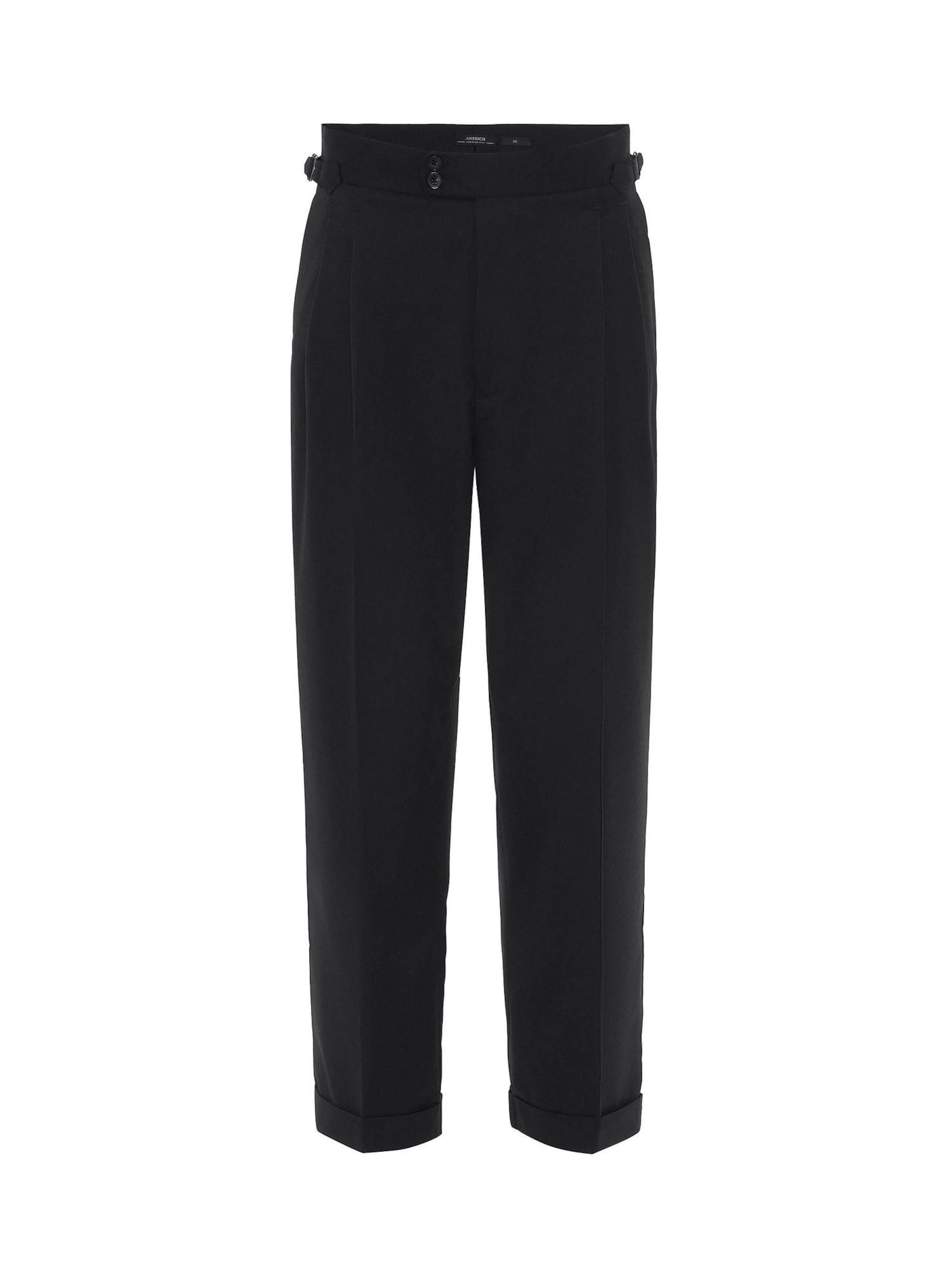 Antioch Regularen Hlače z naborki | črna barva: sprednja stran