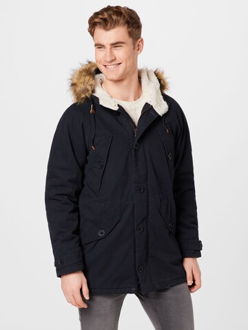 INDICODE JEANS Winterparka 'Fann' in Zwart: voorkant