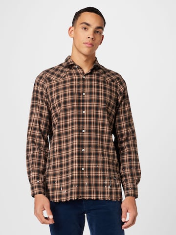 Family First Regular fit Button Up Shirt in Brown: front