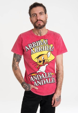 LOGOSHIRT Shirt 'Looney Tunes - Speedy Gonzales' in Rood: voorkant