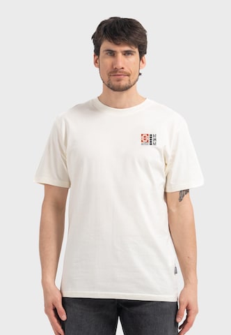 Oldskull Shirt 'Asian Neo Tokyo Floating Izakaya Graphic' in White: front