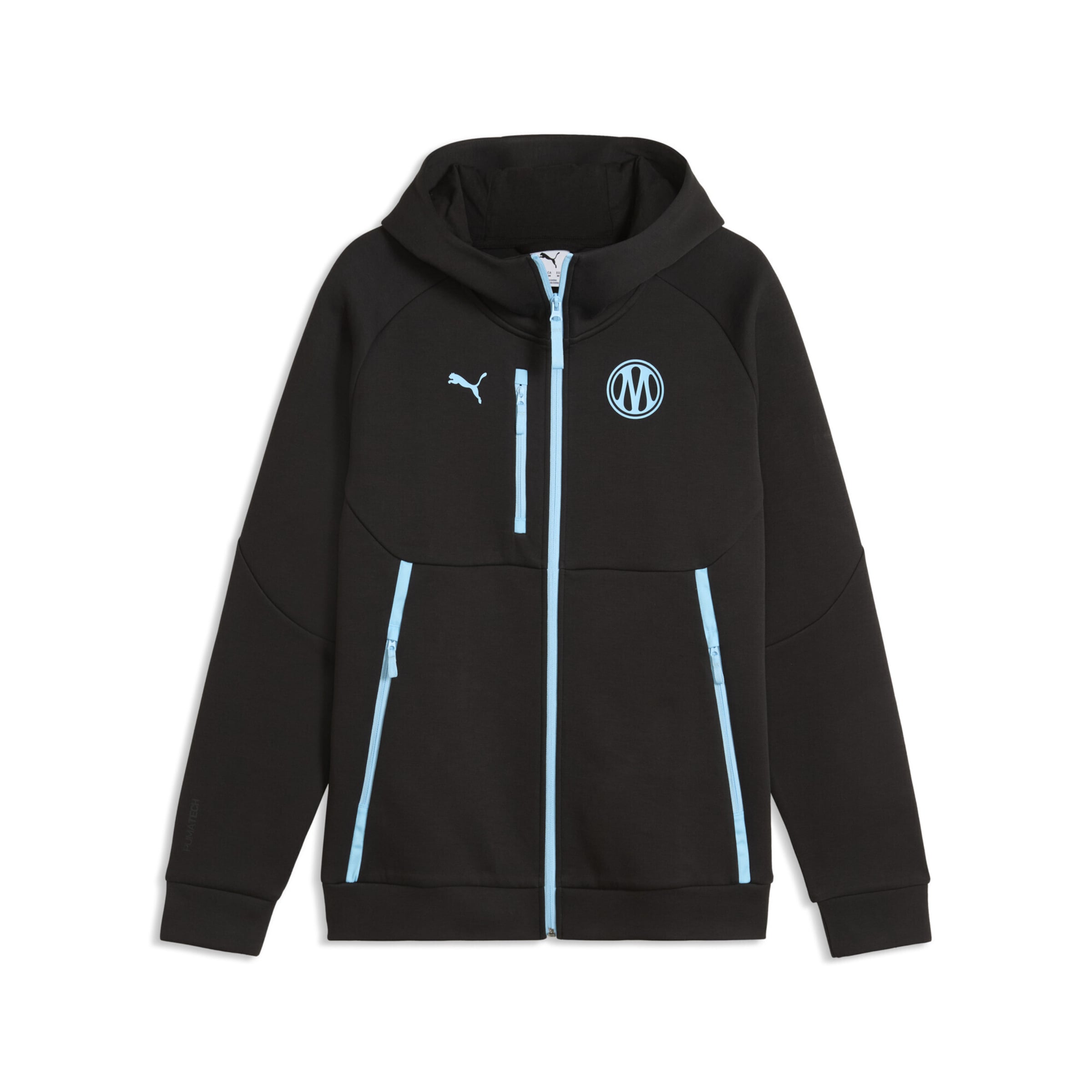 PUMA Sportsweatvest 'Olympique De Marseille Pumatech' in Zwart: voorkant