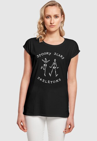 Merchcode Shirt 'Spooky Scary Skeletons - Dance Duo' in Black: front