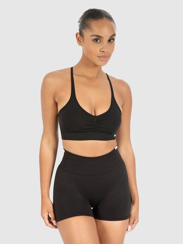 Smilodox Bralette Sports bra ' Solid Scrunch ' in Black: front