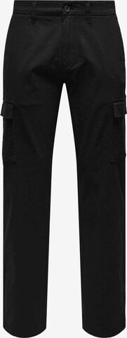 Only & Sons Cargo Pants in Black: front