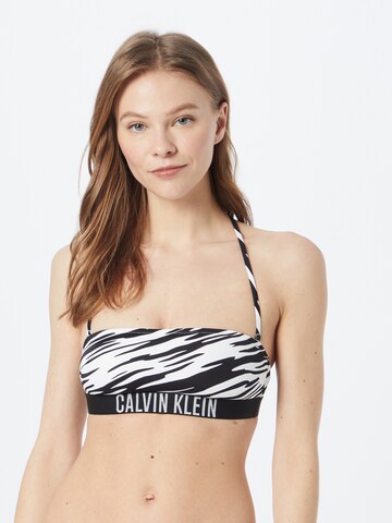 Calvin Klein Swimwear Bandeau Bikini Top in Black: front