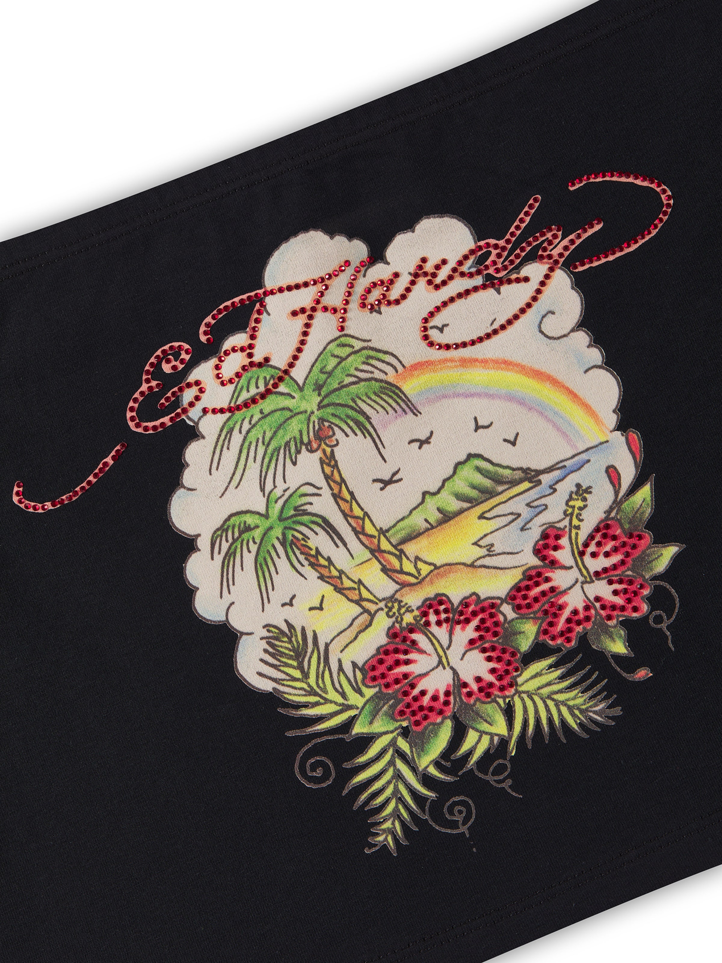 Ed Hardy Top 'Paradise' in Schwarz