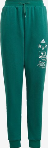 ADIDAS PERFORMANCE Tapered Workout Pants 'Brand Love' in Green: front